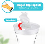 Gejoy 24 Pcs Plastic Water Carafe with Lids 32 oz Clear Juice Pitchers for Mimosa Bar Drinks Milk Iced Tea Beverage Containers for Home Restaurant School Fridge, Not Dishwasher Safe (White,Black Cap)