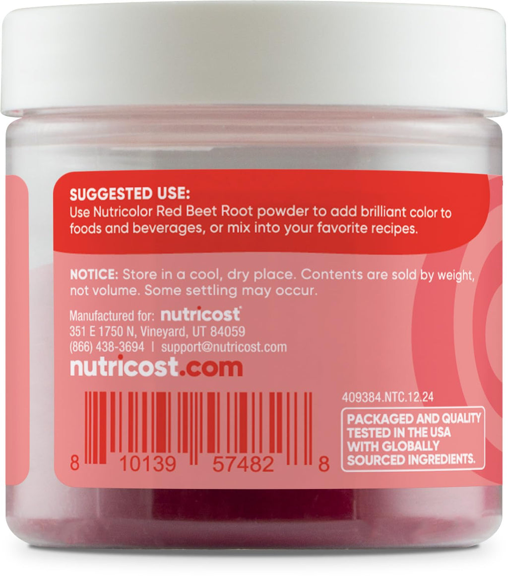 Nutricost Red Plant Based Food Coloring From Beet Root Powder (75 Servings) - Nutricolor Color Alternative For Food & Beverages