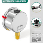 0-100PSI Stainless Steel Glycerin Filled Pressure Gauge 1.5" Black Dial Size, 1/8" NPT Lower Mount, for Tube, Water Pump, Gas, Liquid, Pressure Test (with Range Mark Pointer)