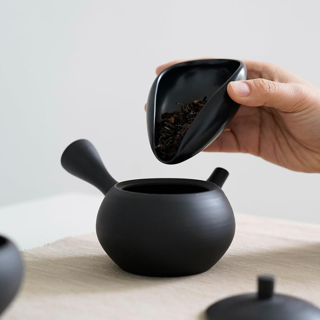 watchget Ceramic Coffee Dosing Cup & Tea Storage Tray, Single Dose Measuring Container for Coffee Beans & Loose Leaf Tea Dosing Vessel, Black