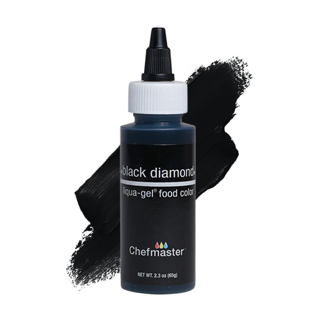 Chefmaster Black Diamond Liqua-Gel® Food Coloring | Vibrant Color | Professional-Grade Dye for Icing, Frosting, Fondant | Baking & Decorating | Fade-Resistant | Easy-to-Use | Made in USA | 2.3 oz