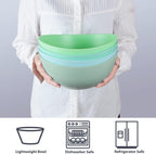 9.6'' Serving Bowls, Bamboo Fiber Salad Bowls Set of 4, 2.6Qt/84 Ounce, Large Bowls for Kitchen,Curvy Shape Big Deep Bowl for Salad,Vegetable,Fruit,Cereal, Lightweight & Easy to Clean(Multi Turquoise)