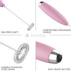 Frother Handheld for Coffee, Milk Frother Upgraded Matcha Whisk Drink Mixer Electric Mini Whisk Hand Mini Foamer Coffee Mixer for Lattes Cappuccino Frappe Matcha Hot Chocolate, Pink