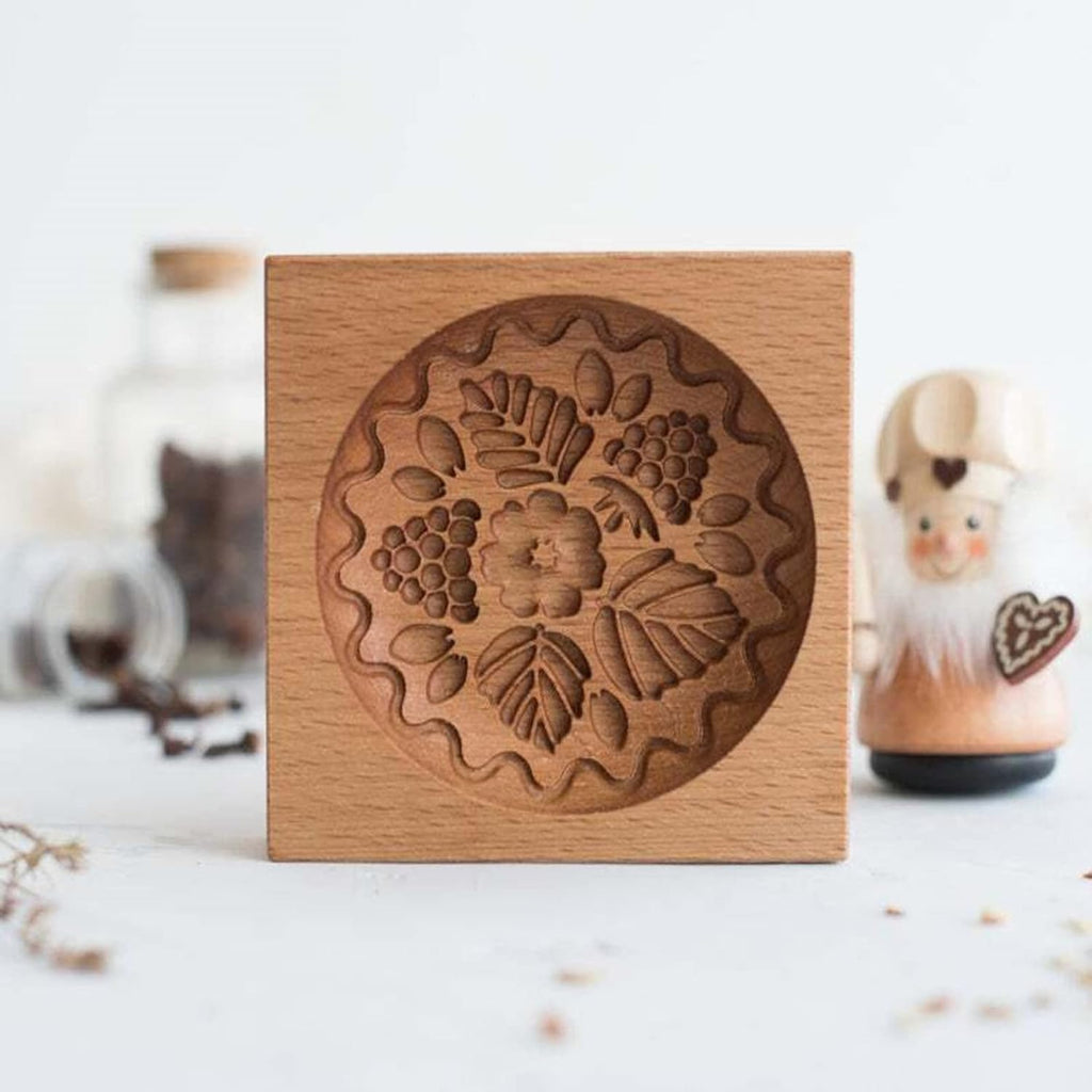 MOTEERLLU Wooden Cookie Molds Baking, Wood Cookie Stamp Cutter Carved Biscuit Embossing Gingerbread Mold