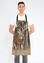 Deer Grass Hunting Bib Apron with Adjustable Neck for Men Women,Suitable for Home Kitchen Cooking Waitress Chef Grill Bistro Baking BBQ Apron
