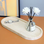 Natural Marble Tray, Oval Vanity Decorative Tray for Bathroom Counter, Countertop Stone Organizer, Catchall Tray for Kitchen, Perfume, Candles, Jewelry Dish Decorative Tray