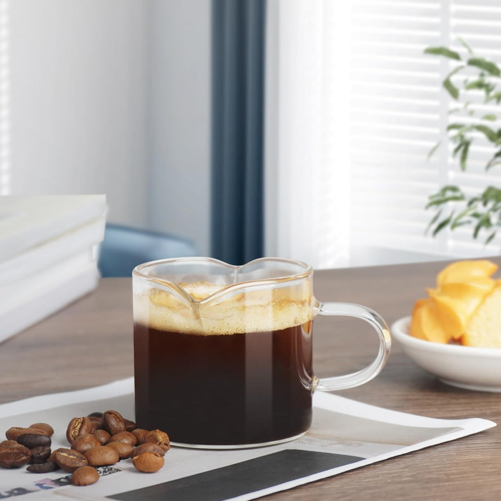 BCnmviku Shot Glasses Espresso Parts Double Spouts Milk Cup Clear Glass (Clear Glass-1Pack)