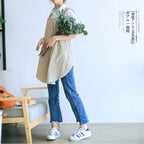NEWGEM Japanese Linen Cross Back Cooking Aprons for Women Men with Pockets Cute for Baking Kitchen