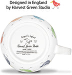 Birds Mugs for Daily Coffee and Tea, Premium 20 oz Bone China Coffee Tea Hug Mug, Perfect Holiday and Birthday Gift for Bird Lovers, Designed in England by Harvest Green Studio