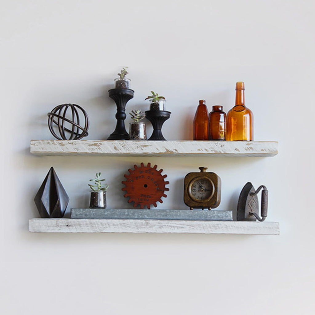 Urban Legacy Reclaimed Barnwood Planks | Floating Shelves for Wall w/Flush Mount Shelf Bracket Set Included | | Set of 2 (White Wash, 36" x 4.5" x 2")