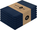Native Fab Cotton Kitchen Towel with Hanging Loop 16x26 inches, 6-Pack, Waffle Weave Kitchen Towels for Cleaning Drying, Washcloths Soft & Absorbent Cloth Rags, Bar Towel, Dish Cloth, Navy