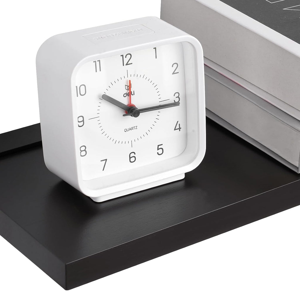 Meangood Floating Shelves Black 17 inch Wall Mounted Natural Bamboo Wood Wall Storage Shelves for Bedroom,Living Room,Bathroom, Kitchen（Set of 2）