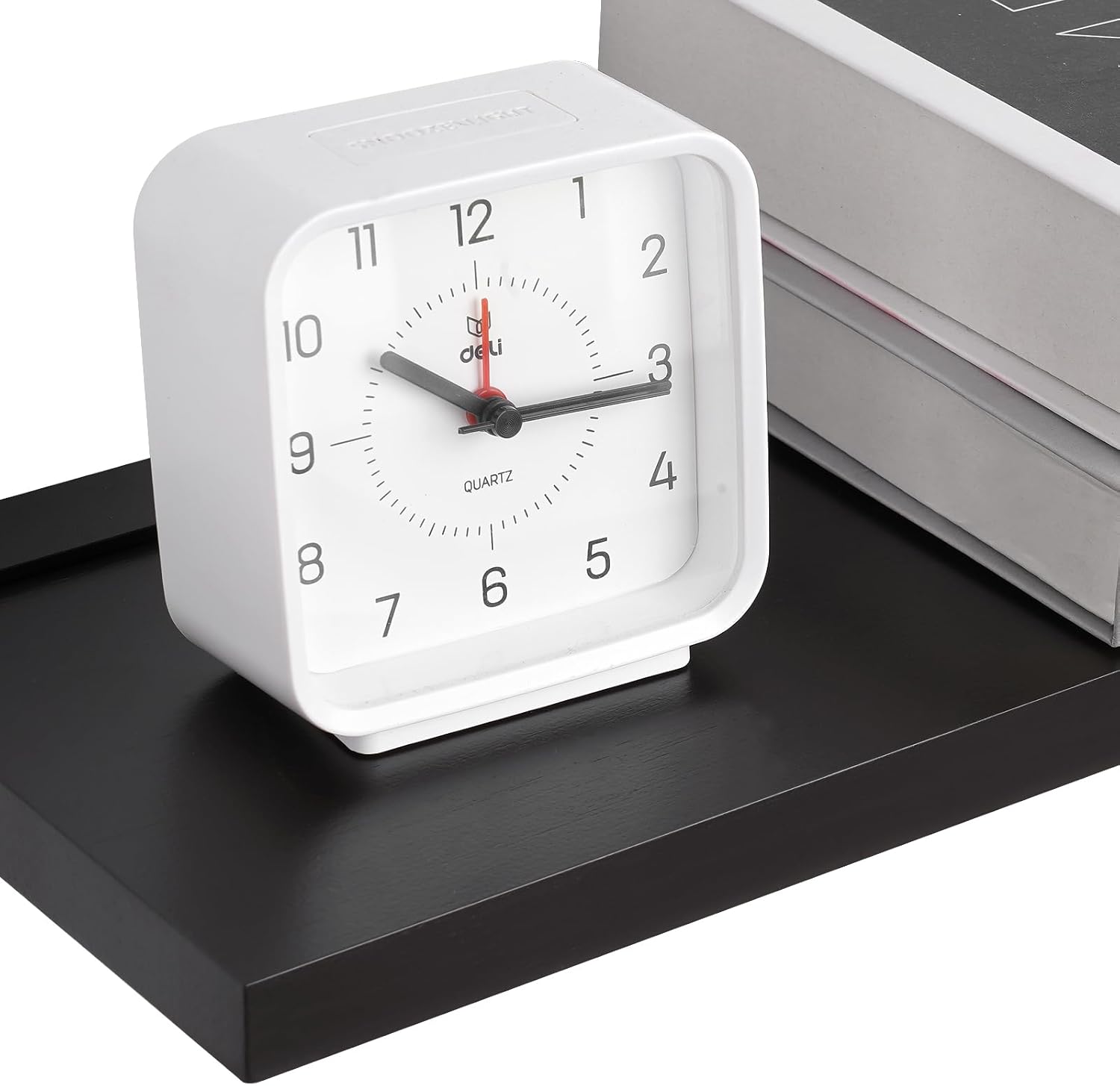 Meangood Floating Shelves Black 17 inch Wall Mounted Natural Bamboo Wood Wall Storage Shelves for Bedroom,Living Room,Bathroom, Kitchen（Set of 2）