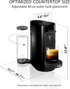 Nespresso VertuoPlus Coffee and Espresso Machine by De'Longhi with Milk Frother, Ink Black