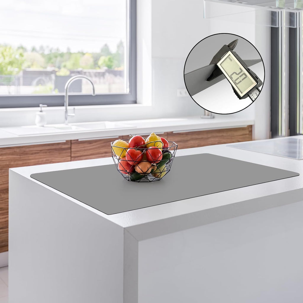 2MM Thick Silicone Countertop Mat, 35.4"x 23.6" Silicone Mats for Kitchen Counter, Nonslip Heat Resistant Mat, Large Kitchen Counter Mats, Waterproof Countertop Protector, Light Gray