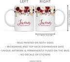 Andaz Press 11oz. Wedding Ceramic Coffee Tea Mug Gift, Fall Autumn Marsala Burgundy Flowers Roses Florals, Junior Bridesmaid, 1-Pack, Includes Gift Box