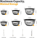 ROYDX Stainless Steel Mixing Bowls With BPA Free Airtight Lids &3 Grater Attachments,Non-Slip Bottoms- 33% Thick Metal Nesting Bowls for Mixing & Serving