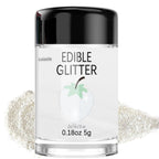 White Edible Glitter Glimmer Powder for Cakes Drinks - Colaele 5 grams Food-Grade Luster Dust Metallic Food Decorating Sprinkle Glimmery Brew Dust for Baking Dessert Chocolates Decorations, Vegan