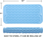 Silicone Dish Drying Mat for Multiple Usage,Easy clean,Eco-friendly,Heat-resistant Silicone Mat for Kitchen Counter or Sink,Refrigerator or Drawer Liner Light Blue S 12 inches x 6 inches