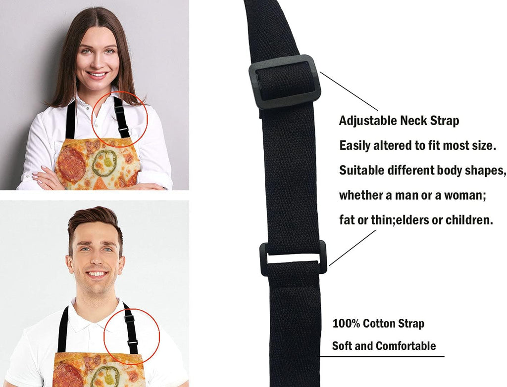 I Love Pizza Bib Apron with Adjustable Neck for Men Women,Suitable for Home Kitchen Cooking Waitress Chef Grill Bistro Baking BBQ Cobbler Apron