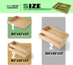 Stack Bamboo Drawer Organizer Set of 5, Kitchen Utensil, Flatware&Silverware Organizer-Wood Laminated Stackable for Kitchen, Bedroom, 13.4''x4.5''*2+10.2''x3.3''*2+10.2''x6.7''*1
