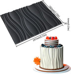 mostsom Silicone Fondant Mold Wave Pattern Embossing Mat for Cake Decorating DIY Clay, Jewelry, Pastry, Candy Making - Non-Stick Flexible Border Design (A_ Wave)