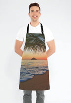 Pacific Sunrise At Lanikai Beach Adjustable Bib Apron, Hawaii Colorful Sky Wavy Cooking Kitchen Apron for Men Women