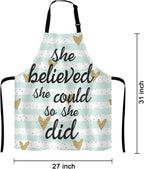 She Believed She Could So She Did Inspirational Quotes Adjustable Bib Apron Kitchen Cooking Baking Gardening Apron for Women Men