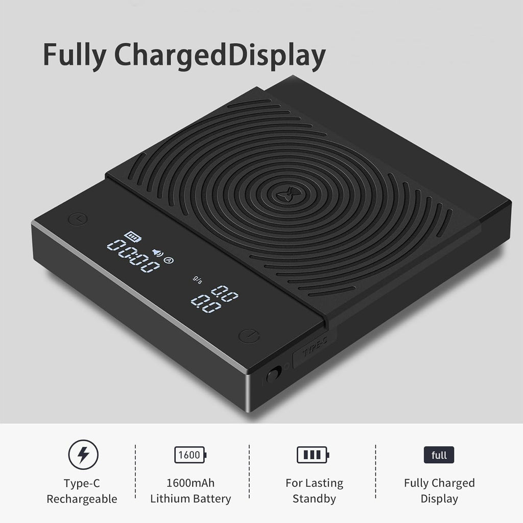 TIMEMORE Coffee Scale Basic 2.0 Electronic Espresso White Scale with Water Flow Rate and Timer Function, Free Switching of Ounce/kg Units, Digital Scale for Kitchen/Baking/Cooking