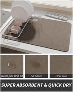 AMOAMI Coffee Mat Hide Stain Rubber Backed Absorbent Dish Drying Mat for Kitchen Counter - Fits Under Coffee Maker or Machine