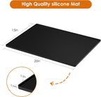 Silicone Coffee Mat with Raised Edges, 20'' x 15'', Keep Tidy for Countertops, Accessories Fit Under Coffee Maker Espresso Machine, Dish Drying Mat, Baking Mat (Black)
