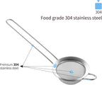 304 Stainless Steel 3.15 inch Fine Mesh Strainers for Kitchen, Colander-Skimmer with Handle, Sieve Sifters for Food, Tea, Rice, Oil, Noodles, Fruits, Vegetable 3inch