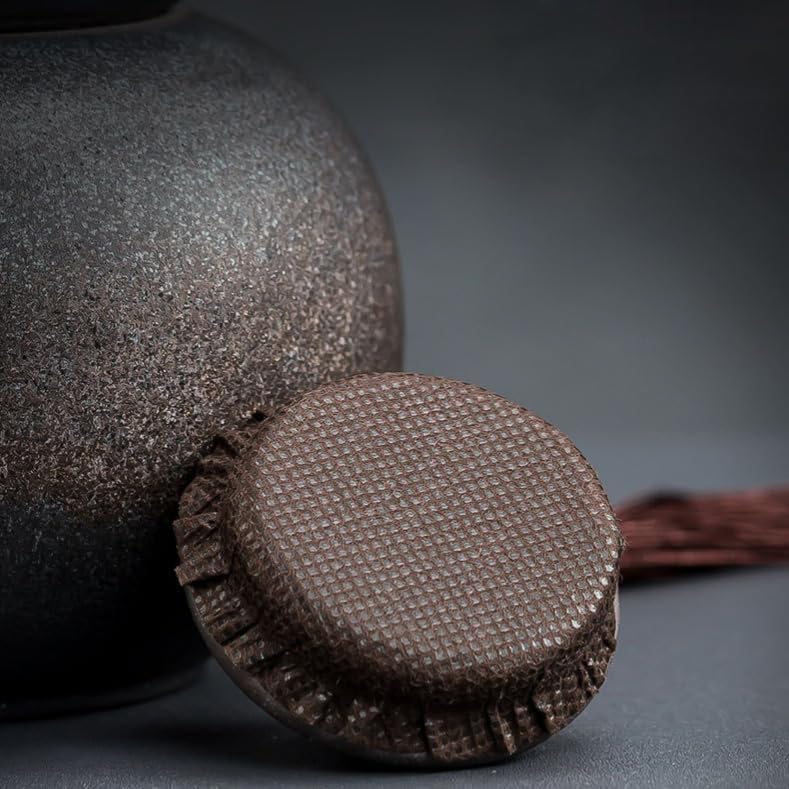 Ceramic Airtight Canister,22 Oz /660ml,Gourd Shap 2 Layers Tea Candy,Food Storage Jar for Coffee,Beans,Herb,Spices,Nuts (Stone Golden)