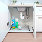 Cabinet Pull Out Shelves (14"W x 21"D), Heavy-Duty Pull Out Shelves for Kitchen Cabinets, Chrome-Plated Steel Slide Out Shelf