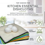 Whiffkitch Dishcloths Dishrags for Kitchen and Household Cleaning 9x9 6-Pack Non-Scratch 2-Ply Weave, Bamboo-Rayon Fabric, Absorbent, Washable, Long-Lasting