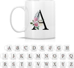 Retreez Initial A-Z Floral Botanical Bouquet Alphabet Monogrammed Monogram Mug 11 Oz Ceramic Tea Coffee Mugs - Appreciation Thank You Wedding Birthday Gifts for her friend coworker sister - A Initial