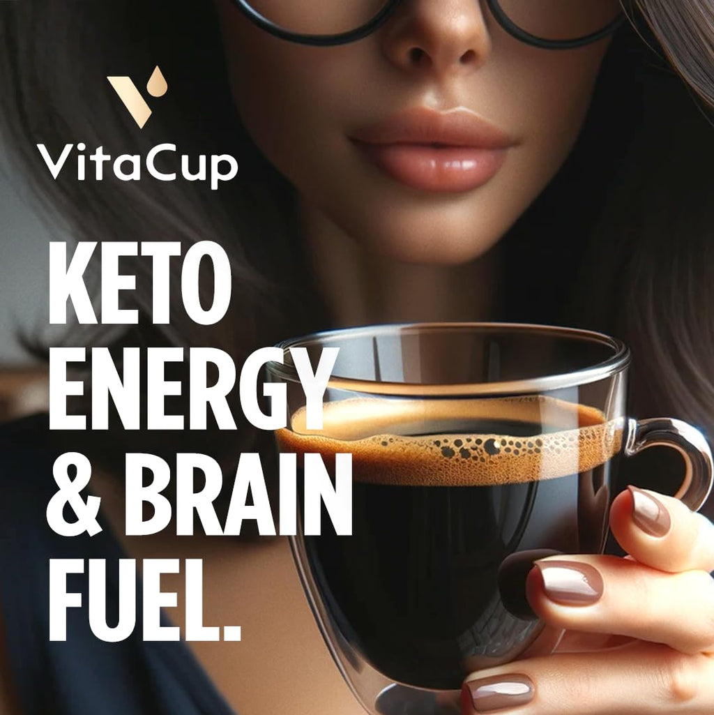 VitaCup Genius Ground Keto Coffee w/Turmeric, MCT Oil, B Vitamins, D3, Ground Coffee Medium Dark Roast, Bold & Smooth, 100% Arabica Coffee Grounds, 6 bags, 11oz each