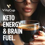 VitaCup Genius Ground Keto Coffee w/Turmeric, MCT Oil, B Vitamins, D3, Ground Coffee Medium Dark Roast, Bold & Smooth, 100% Arabica Coffee Grounds, 4 bags, 11oz each