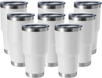 HASLE OUTFITTERS 30oz Stainless Steel Tumbler, Double Wall Vacuum Insulated Travel Mug Tumbler, Durable Insulated Coffee Mug, Gift Box Set (White, 8)
