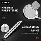 Walfos Skimmer Spoon,304 Stainless Steel Fine Mesh Strainer,Foam Strainer Oil Filter,Ultra Fine Mesh Strainer Perfect For Separation Of The Floating Foam,Fat,Set fo 2