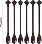 200 Pcs Coffee Cocktail Stirrer Stick Spoon Disposable Plastic Mini Stir Cup Drink Kitchen Dining Coffee Tea Spoon, Utensils Accessories Bar Restaurant, Brown