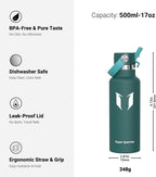 Super Sparrow Insulated Water Bottle - 17 Oz / 25 Oz / 32 Oz - Standard Mouth FlipFlow Flask - BPA Free, Leak Proof Drink Bottle- Ergonomic Straw Water Bottles for Work, Gym, Travel, Sports