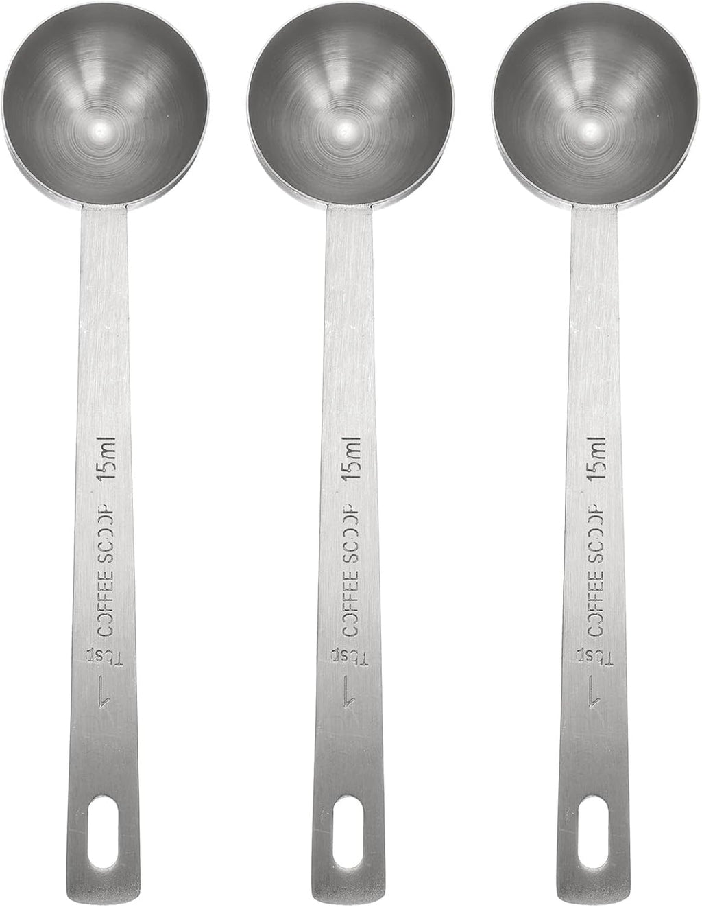 HARFINGTON 3pcs Coffee Scoop Spoon 1tbsp (3tsp, 15ml) 304 Stainless Steel Long Handle Teaspoon/Tablespoon Measuring Spoons Scoops for Tea Sugar Kitchen, Silver