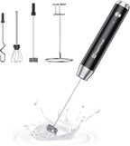 Maestri House Rechargeable Milk Frother with 3 Heads, LunaFro AS Handheld Electric Foam Maker Waterproof Detachable Stainless Steel Whisk Drink Mixer Foamer with Stand for Lattes, Cappuccino, Egg