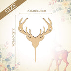 Wooden Deer Cupcake Toppers Antler Cake Picks Wedding Baby Shower Birthday Hunting Rustic Country Party Cake Decoration Supplies 24 Counts