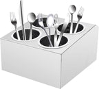 DYNAMI Stainless Steel Kitchen Utensil Holder with 4 Compartments,Commercial Silverware Sorter Silverware Utensil Holder,Perforated Caddy Drying Rack Flatware Organizer Countertop,for Buffets