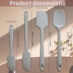 Silicone Spatula, 4-Pack Silicone Set,Heat Resistant for Non Stick,Food Grade Cookware with Stainless Steel for Mixing,Cooking,Baking,Flipping,Spreading,Lifting,Serving,BPA Free,Dishwasher Safe(Gray)
