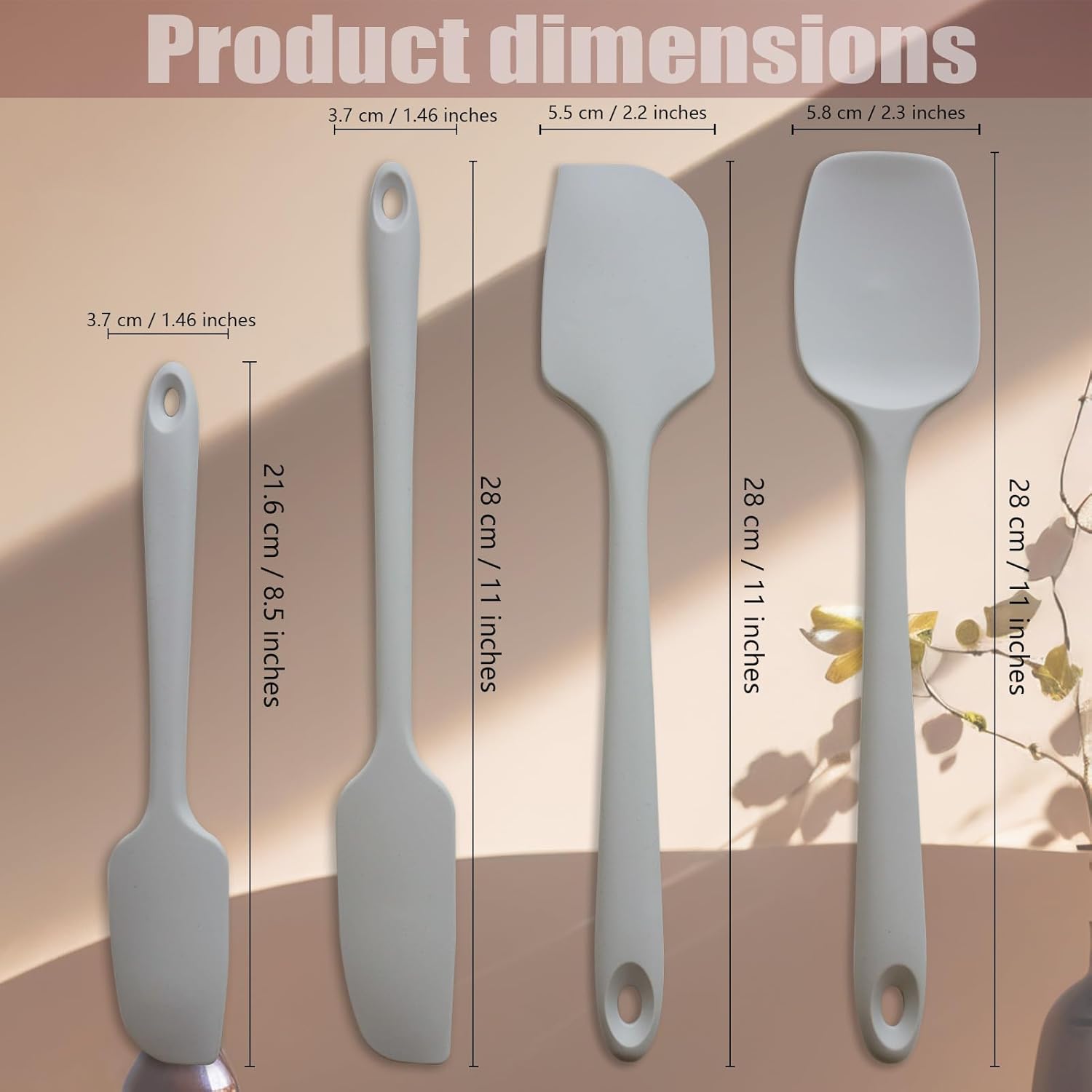 Silicone Spatula, 4-Pack Silicone Set,Heat Resistant for Non Stick,Food Grade Cookware with Stainless Steel for Mixing,Cooking,Baking,Flipping,Spreading,Lifting,Serving,BPA Free,Dishwasher Safe(Gray)