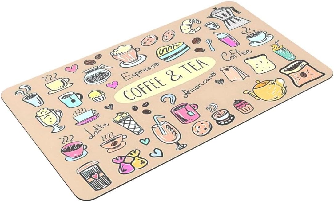 Fun Coffee Machine Mat-Espresso Tray for Coffee Bar Under Coffee Pot Mat, Coffee Maker Mat for Countertop, Dish Drying Mat, Coffee Mat, Absorbent Mat, Kitchen Counter Drying Pad