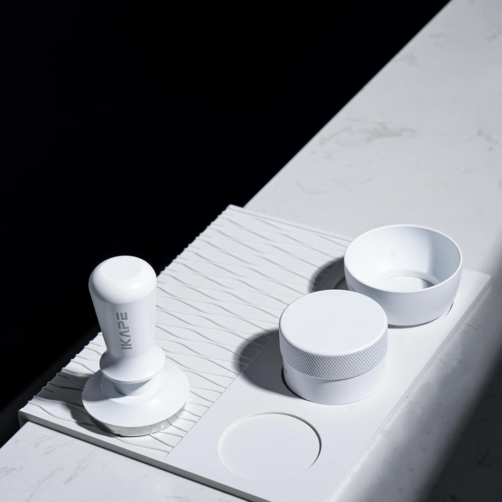 IKAPE 51mm Espresso Tamper, Premium Barista Coffee Tamper with Calibrated Spring Loaded, 100% Flat Stainless Steel Base Tamper for Espresso Machine(White)